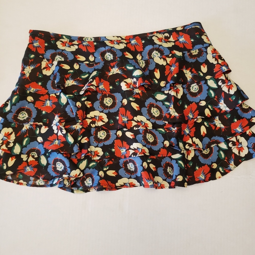 TopShop mini skirt floral ruffle size 10 jrs